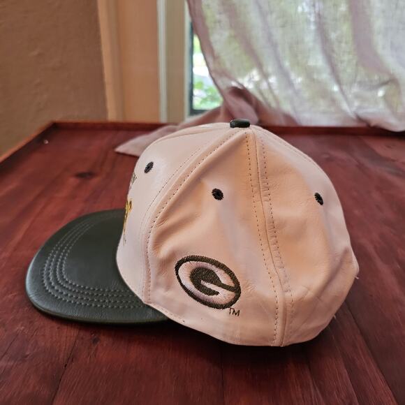 Leather Vintage Green Bay Packers NFL Football Authentic Snapback One Size Hat - Picture 2 of 4